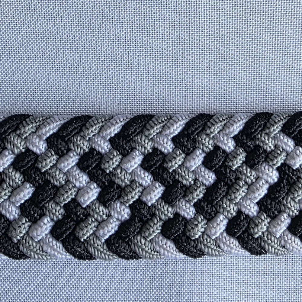 Stylish Black and Gray Woven Belt With 100% Leather Details Unisex 42" X 1.5" - Picture 8 of 11